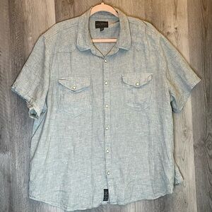 Lucky Brand Light Green Casual Button Down Shirt linen blend XL